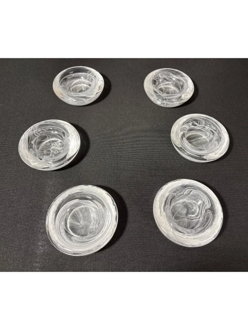 Set Of 6 Swirl Votive Candle Holders Clear Glass Decorative Round Bowls Tealight